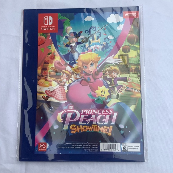 Nintendo 3 Pack Folders Set of 3 Count Princess Peach Showtime Game - Picture 1 of 13